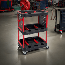 Plastic Workshop/Tool 3 Shelf Tray Trolley 100kg