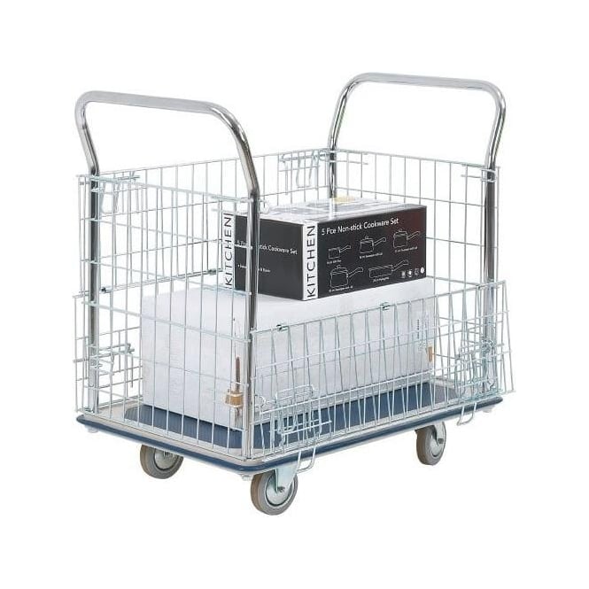 Platform Trolley Mesh Hinged & Removable Sides 370kg