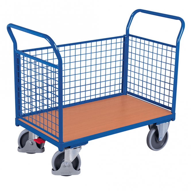 Platform Trolley with 3 Mesh Sides and Brake 500kg