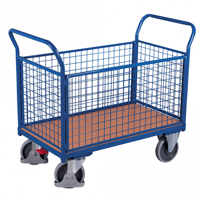 Platform Trolley with 4 Mesh Sides and Brake 500kg