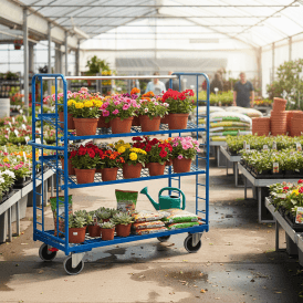 Shelf Trolley Two Adjustable Mesh Shelves with Brake 400kg