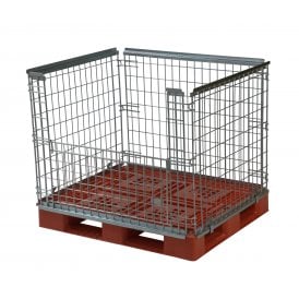 Stackable Pallet Retention Units with half hinged gate
