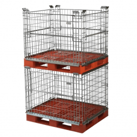 Stackable Pallet Retention Units with half hinged gate