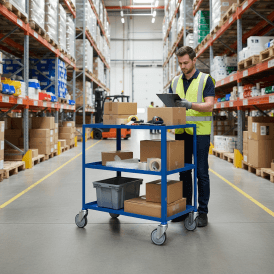 Steel 3 Shelf Tray Trolley 150kg