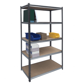 Steel Boltless Shelving with 5 x 175kg Chipboard Shelves 1000W x 1800H mm