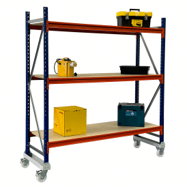 Steel Mobile Longspan Shelving Trolley 3 Level - 1150mm Wide