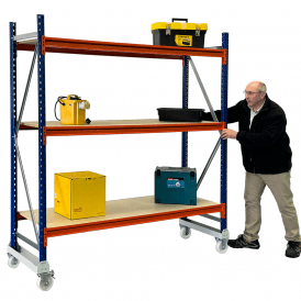 Steel Mobile Longspan Shelving Trolley 3 Level - 1150mm Wide