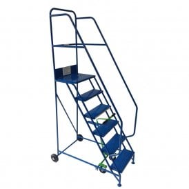 Steel Mobile Safety Warehouse Steps 3 - 15 Tread with Punched Steel or PVC Treads