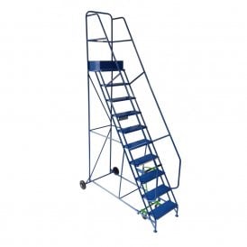 Steel Mobile Safety Warehouse Steps 3 - 15 Tread with Punched Steel or PVC Treads