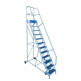 Steel Mobile Safety Warehouse Steps 3 - 15 Tread with Punched Steel or PVC Treads