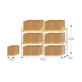 Steel Pallet Racking Kit for 12 UK Pallets 4000H x 900D mm