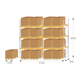 Steel Pallet Racking Kit for 16 UK Pallets 5000H x 900D mm