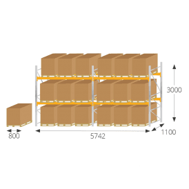 Steel Pallet Racking Kit for 18 Euro Pallets 3000H x 900D mm