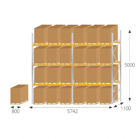 Steel Pallet Racking Kit for 24 Euro Pallets 5000H x 1100D mm
