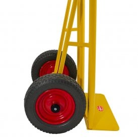 red sack truck handles close up