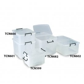 Storemaster Clear Storage Boxes with detachable hinged lid PK: 10