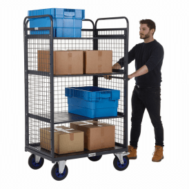 Three Sided Heavy Duty Distribution/Picking Trolley 3 Shelves 1500mm Height 600kg