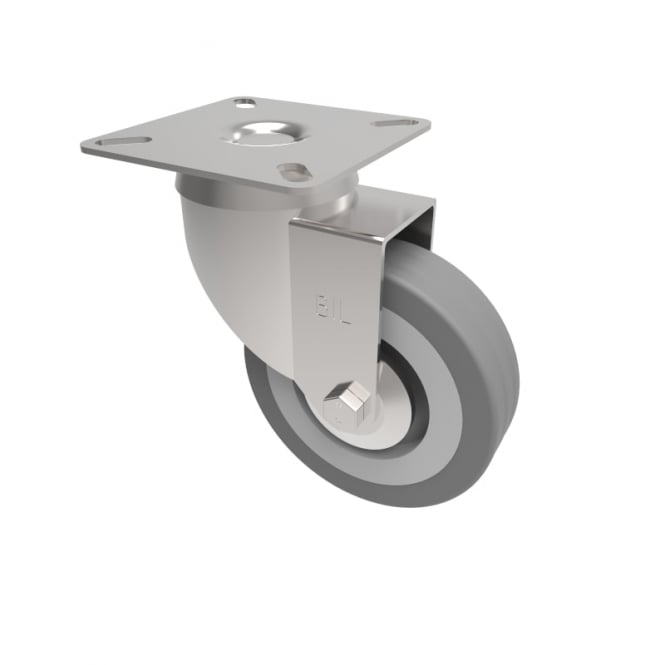 Top Plate Light Duty Castor Swivel Grey Rubber