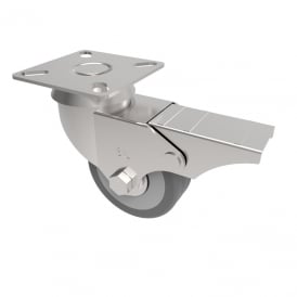 Top Plate Light Duty Castor Swivel with Brake Grey Rubber
