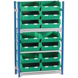 Toprax Boltless Steel Shelving 14 Small Parts Plastic Bins