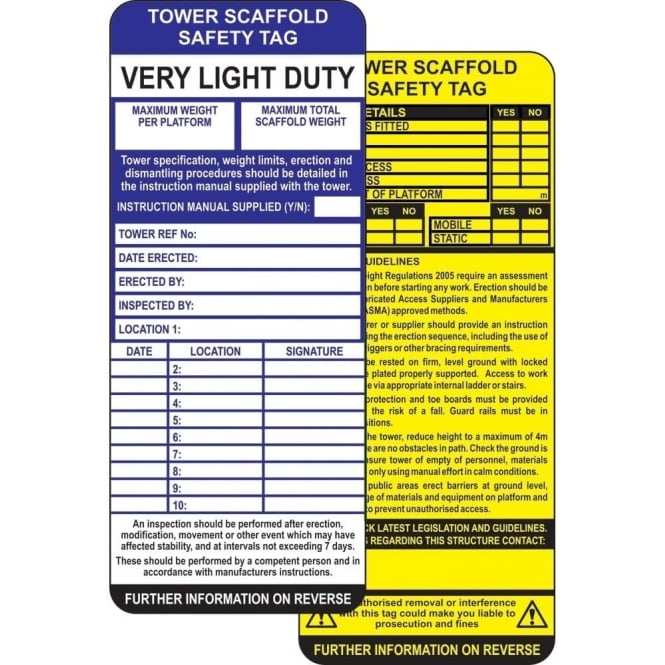 Tower Scaffold Safety Tags