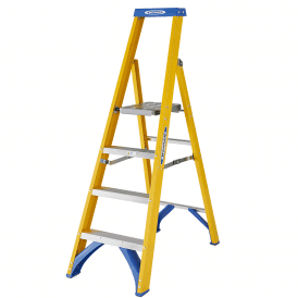 Trade Fibreglass Platform Stepladders 4-12 Tread EN131 Professional