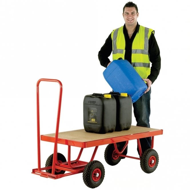 Trader Hand Turntable Trucks with MDF Platform Pneumatic Wheels 500kg, 750kg & 1000kg