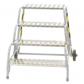 Tubular Steel Machinery Steps with Textured Aluminium Treads