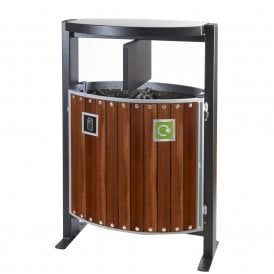 Twin Wood Effect Slatted Outdoor Litter Bin 2 x 39lt