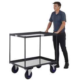 UK Made 2 Shelf Steel Tray Trolley 600kg