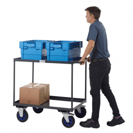 UK Made 2 Shelf Steel Tray Trolley 600kg
