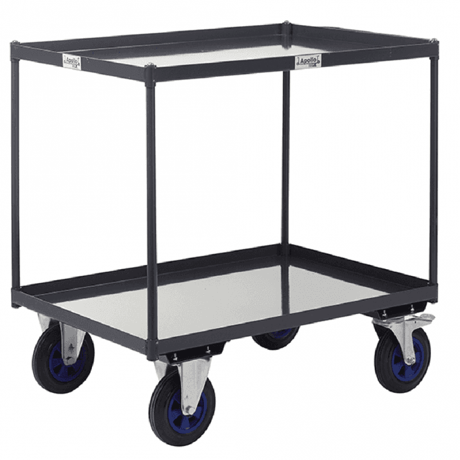 UK Made 2 Shelf Steel Tray Trolley 600kg