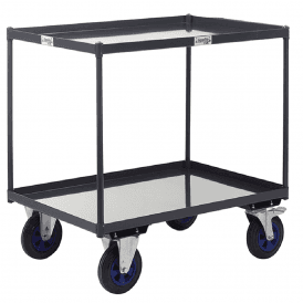 UK Made 2 Shelf Steel Tray Trolley 600kg