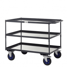 UK Made 3 Shelf Steel Tray Trolley 600kg