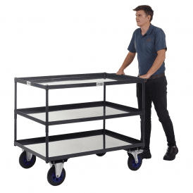 UK Made 3 Shelf Steel Tray Trolley 600kg