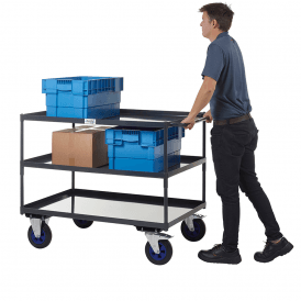 UK Made 3 Shelf Steel Tray Trolley 600kg