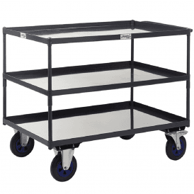 UK Made 3 Shelf Steel Tray Trolley 600kg