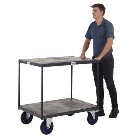 UK Made Steel/Wooden 2 Shelf Tray Trolley 600kg