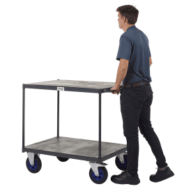 UK Made Steel/Wooden 2 Shelf Tray Trolley 600kg