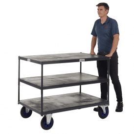 UK Made Steel/Wooden 3 Shelf Tray Trolley 600kg