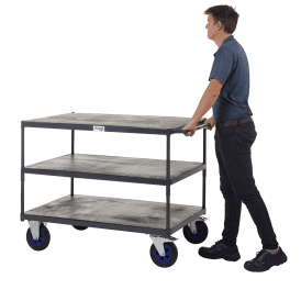 UK Made Steel/Wooden 3 Shelf Tray Trolley 600kg