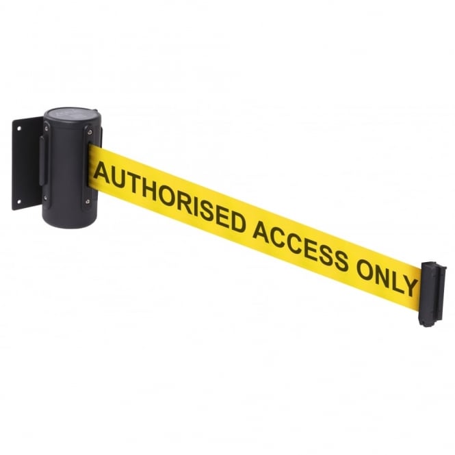 WallMaster Wall Mounted Retractable Belt Barriers with Printed Messages