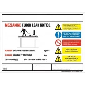 Weight Load Notices - Mezzanine Floor