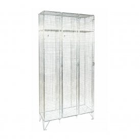 Wire Mesh Personal Lockers - Nest of 3