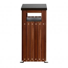 Wood Effect Slatted Square Outdoor Litter Bin 36lt