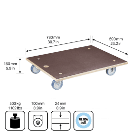 Wooden Dolly with Anti-Slip Platform 500kg